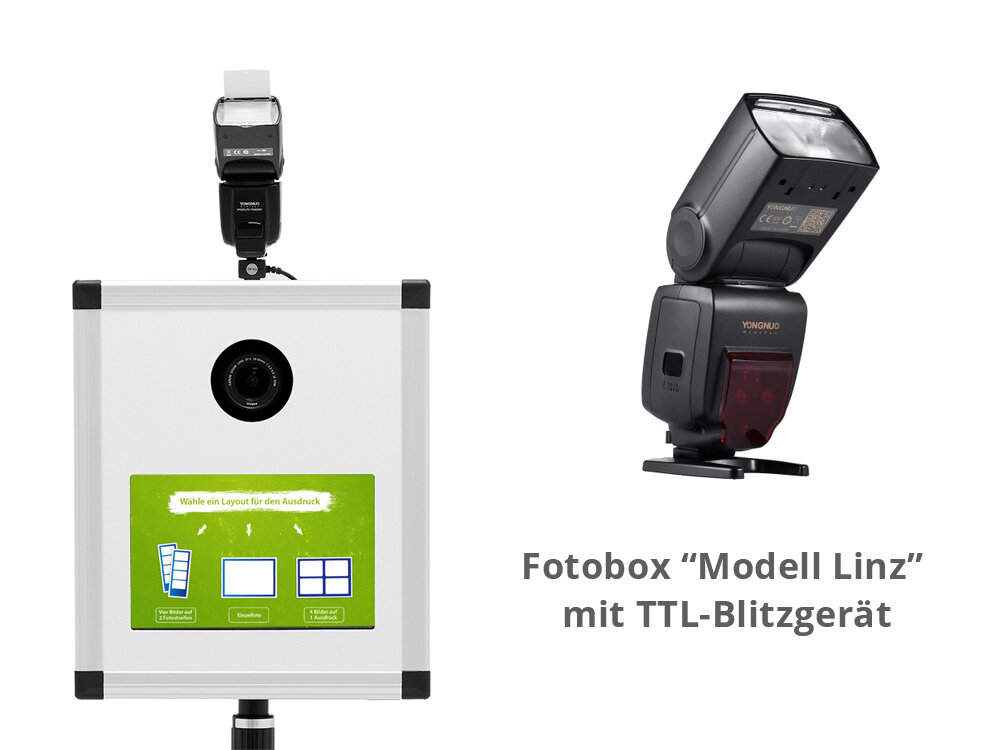 Fotobox kaufen mit TTL-Blitzgerät und Speedbounce